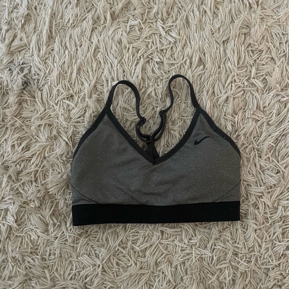 Nike grey/black sport bra cros back